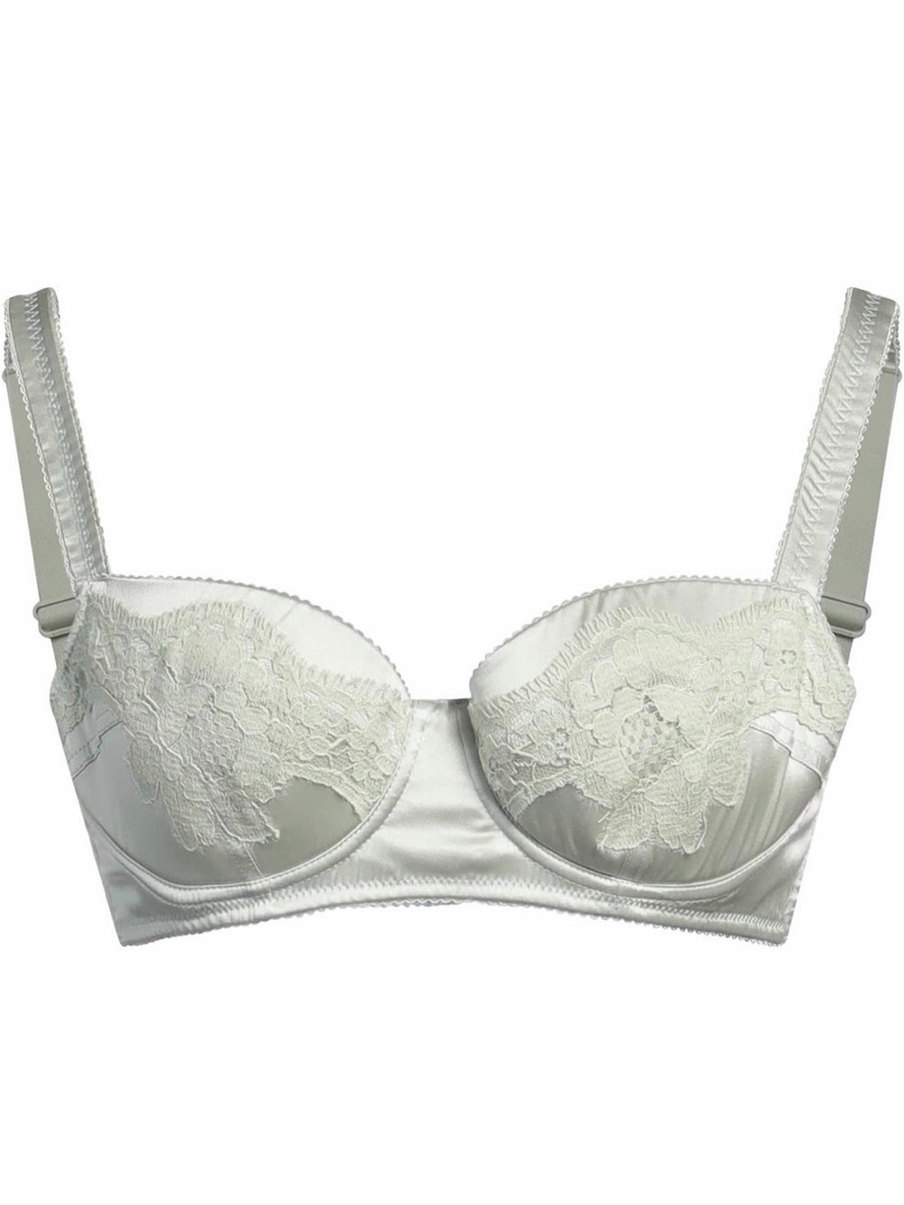 $545 DOLCE & GABBANA SATIN-FINISH GREEN UNDERWIRED SILK BRA SIZE IT 1 ( 32B )